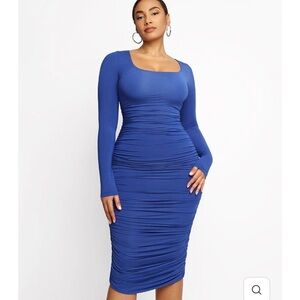 Shapellx Royal Blue Smooth Ruched Shaping Dress 3x
